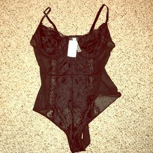 Black lace/mesh lingerie body suit